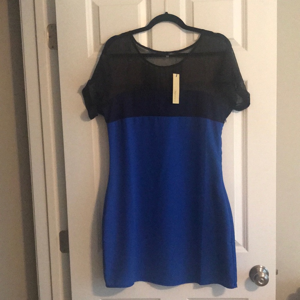 💙 (3 for $30) Sugarlips color block dress with sheer yoke